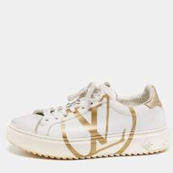 Louis Vuitton White/Gold Leather Time Out Low-Top Sneakers Size 38.5 Louis  Vuitton