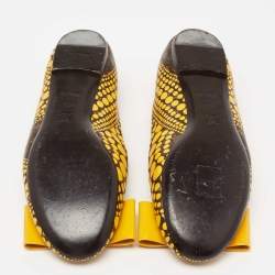 Pre Owned Louis Vuitton x Yayoi Kusama Limited Edition Yellow Polka Dot Monogam Canvas Bow Ballet Flats Size 40.5