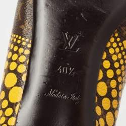 Pre Owned Louis Vuitton x Yayoi Kusama Limited Edition Yellow Polka Dot Monogam Canvas Bow Ballet Flats Size 40.5