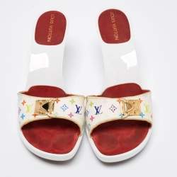 Louis Vuitton White Monogram Canvas Slide Sandals Size 40.5