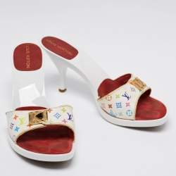 Louis Vuitton White Monogram Canvas Slide Sandals Size 40.5