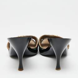 Pre Owned Louis Vuitton Black Multicolore Monogram Coated Canvas Platform Slide Sandals Size 40.5