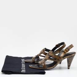 Louis Vuitton Brown Waxed Python Slingback Sandals Size 37.5