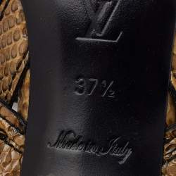 Louis Vuitton Brown Waxed Python Slingback Sandals Size 37.5