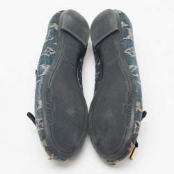 Pre Owned Louis Vuitton Navy Blue Monogram Denim Bow Ballet Flats Size 37