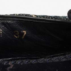 Pre Owned Louis Vuitton Navy Blue Monogram Denim Bow Ballet Flats Size 37