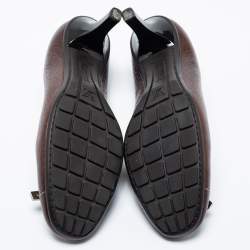Pre Owned Louis Vuitton Dark Brown Leather Bow Round-Toe Pumps Size 37 