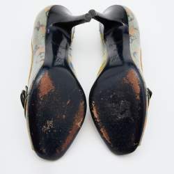 Pre Owned Louis Vuitton Yellow Monogram Coated Denim Richard Prince Flash Pulp Peep-Toe Pumps Size 36