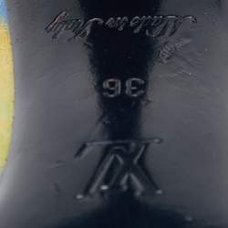 Pre Owned Louis Vuitton Yellow Monogram Coated Denim Richard Prince Flash Pulp Peep-Toe Pumps Size 36