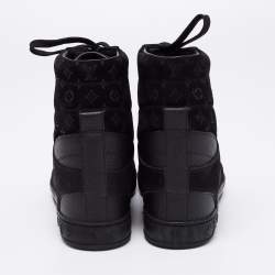 Louis Vuitton Black Monogram Empreinte Leather And Suede High Top Sneakers Size 36