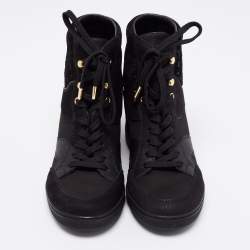 Louis Vuitton Black Monogram Empreinte Leather And Suede High Top Sneakers Size 36