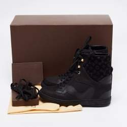 Louis Vuitton Black Monogram Empreinte Leather And Suede High Top Sneakers Size 36