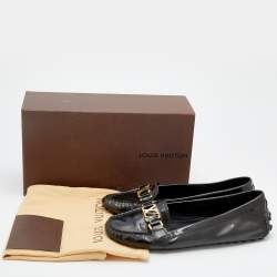 Pre Owned حذاء لوفرز لوي فيتون أوكسفورد جلد لامع برونزي مقاس 40