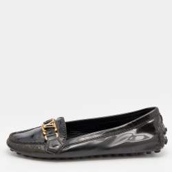 Pre Owned حذاء لوفرز لوي فيتون أوكسفورد جلد لامع برونزي مقاس 40