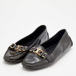 Pre Owned حذاء لوفرز لوي فيتون أوكسفورد جلد لامع برونزي مقاس 40