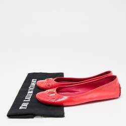 Pre Owned حذاء باليرينا فلات لوي فيتون أوكسفورد جلد لامع وردي نيون مقاس 38