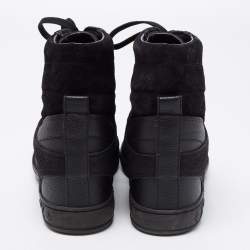 Louis Vuitton Black Monogram Empreinte Suede and Leather High-Top Sneakers Size 37.5