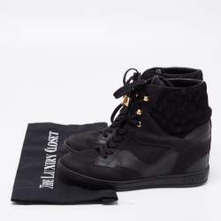 Louis Vuitton Black Monogram Empreinte Suede and Leather High-Top Sneakers Size 37.5