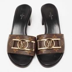مملوكة مسبقًا Louis Vuitton Brown Monogram Canvas Lock It Slide Sandals Size 38