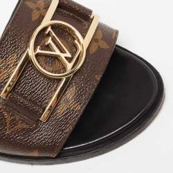 مملوكة مسبقًا Louis Vuitton Brown Monogram Canvas Lock It Slide Sandals Size 38