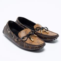 Pre Owned Louis Vuitton Brown Monogram Canvas Gloria Flat Loafers Size 37