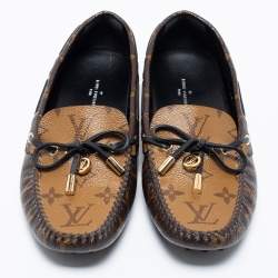 Pre Owned Louis Vuitton Brown Monogram Canvas Gloria Flat Loafers Size 37