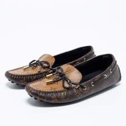 Pre Owned Louis Vuitton Brown Monogram Canvas Gloria Flat Loafers Size 37
