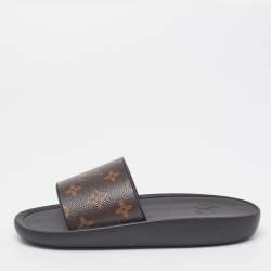 Louis Vuitton Women's Sunbath Flat Mule Sandals Monogram Canvas and Patent  Black 1893561
