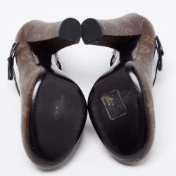 Pre Owned Louis Vuitton Dark Brown Monogram Canvas Mary Jane Pumps Size 38