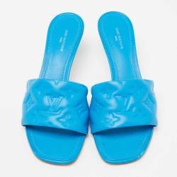 Louis Vuitton Blue Leather Revival Mule Sandals Size 39