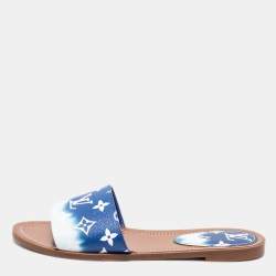 مملوكة مسبقًا صندل سلايد لوي فيتون لوكيت كانفاس مونوغرامي أزرق كحلي مقاس 40