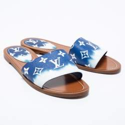 مملوكة مسبقًا صندل سلايد لوي فيتون لوكيت كانفاس مونوغرامي أزرق كحلي مقاس 40