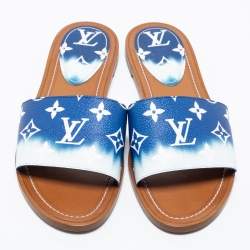 مملوكة مسبقًا صندل سلايد لوي فيتون لوكيت كانفاس مونوغرامي أزرق كحلي مقاس 40