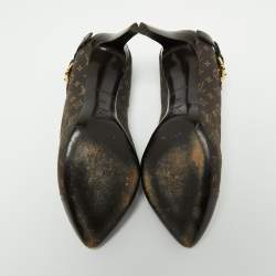 Pre Owned حذاء كعب عالي لوي فيتون مقدمة جلد ميني لين باربارا كانفاس مونوغرامي بني مقدمة مدببة مقاس 36