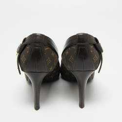 Pre Owned حذاء كعب عالي لوي فيتون مقدمة جلد ميني لين باربارا كانفاس مونوغرامي بني مقدمة مدببة مقاس 36