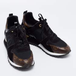 Louis Vuitton Black/Brown Monogram Canvas And Suede Run Away Low Top Sneakers Size 41