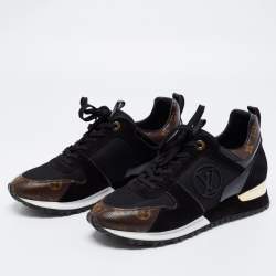 Louis Vuitton Black/Brown Monogram Canvas And Suede Run Away Low Top Sneakers Size 41
