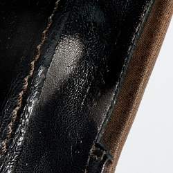 Pre Owned Louis Vuitton Brown Monogram Canvas And Leather Ballet Flats Size 38