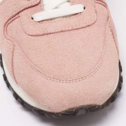 Pre Owned Louis Vuitton Pink/White Mesh And Suede Lace Up Sneakers Size 37