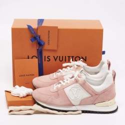 Pre Owned Louis Vuitton Pink/White Mesh And Suede Lace Up Sneakers Size 37
