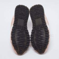 Pre Owned Louis Vuitton Pink/White Mesh And Suede Lace Up Sneakers Size 37