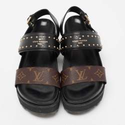 Louis Vuitton Brown/Black Monogram Canvas and Leather Laureate Platform  Sandals Size 36.5 - ShopStyle