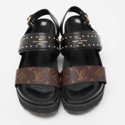 Louis Vuitton Black Leather And Monogram Canvas Nomad Ankle Strap Flats  Size 41 Louis Vuitton | The Luxury Closet