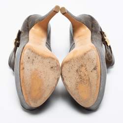 Pre Owned Louis Vuitton Brown Monogram Canvas Ritual Fetish Peep Toe Platform Pumps Size 38 