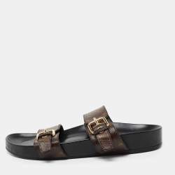 Bom dia leather sandal Louis Vuitton Brown size 5.5 UK in Leather
