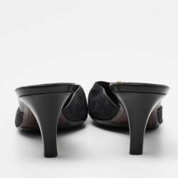 Pre Owned صندل سلايد لوي فيتون جلد وكانفاس مونوغرامي أسود مقاس 38.5