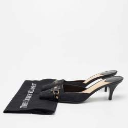 Pre Owned صندل سلايد لوي فيتون جلد وكانفاس مونوغرامي أسود مقاس 38.5