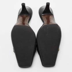 Pre Owned صندل سلايد لوي فيتون جلد وكانفاس مونوغرامي أسود مقاس 38.5