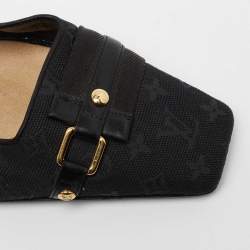 Pre Owned صندل سلايد لوي فيتون جلد وكانفاس مونوغرامي أسود مقاس 38.5