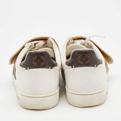 مملوكة مسبقًا حذاء رياضي لوي فيتون فرونت رو كانفاس مونوغرامي وجلد بني /أبيض مقاس 37.5